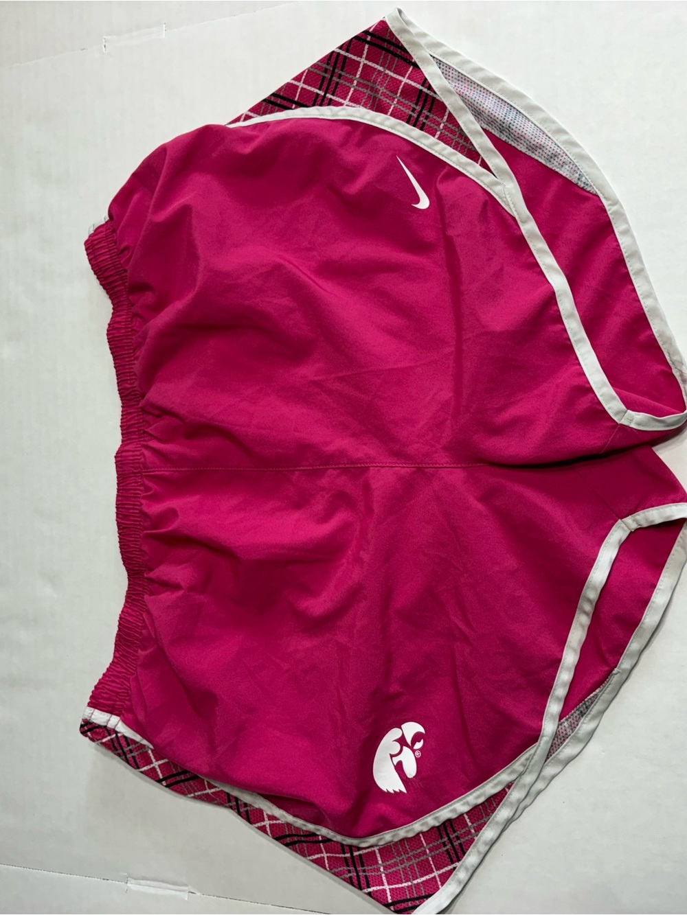 Nike Women's Hot Pink Hawkeye Athletic Shorts with White Trim